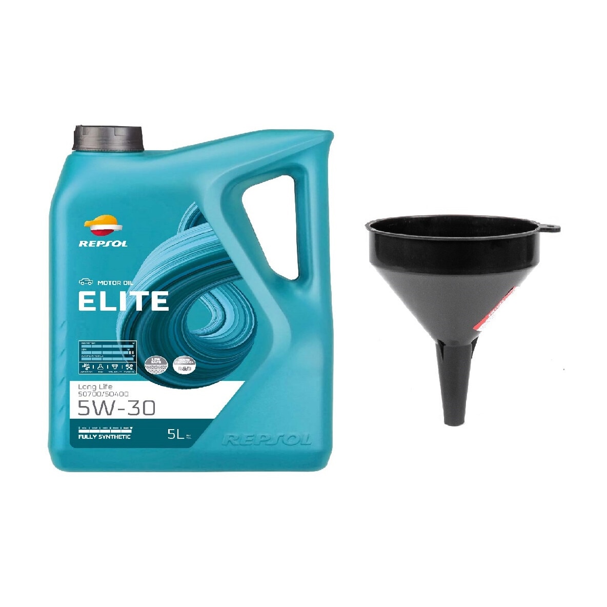 Set ulei motor 5L Repsol Elite Long Life 5W30 + palnie 10cm