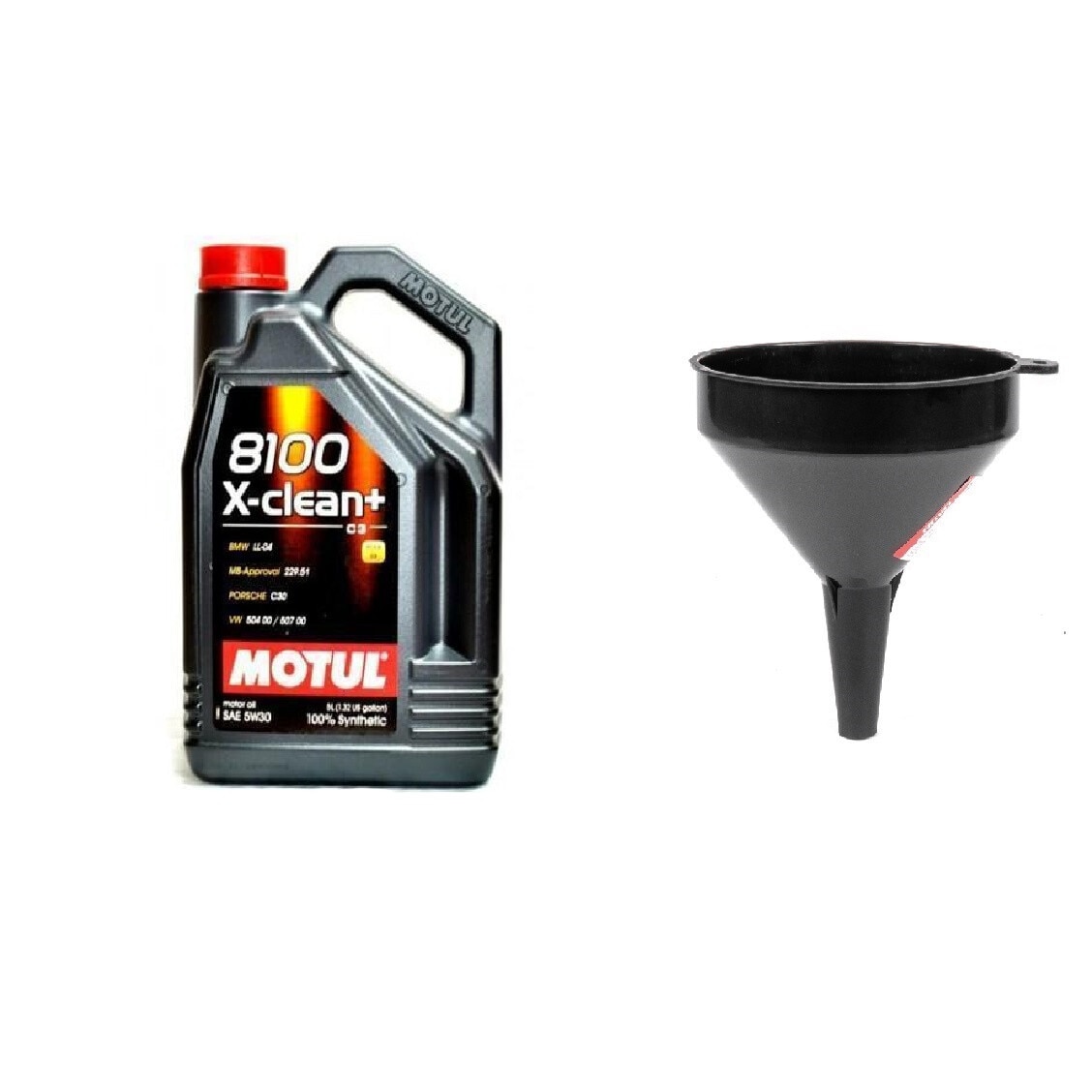 Set ulei motor 5L Motul 8100 X-Clean+ 5W30 + palnie 10cm
