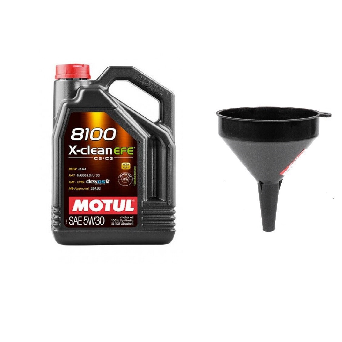 Set ulei motor 5L Motul 8100 X-Clean EFE 5W30 + palnie 10cm
