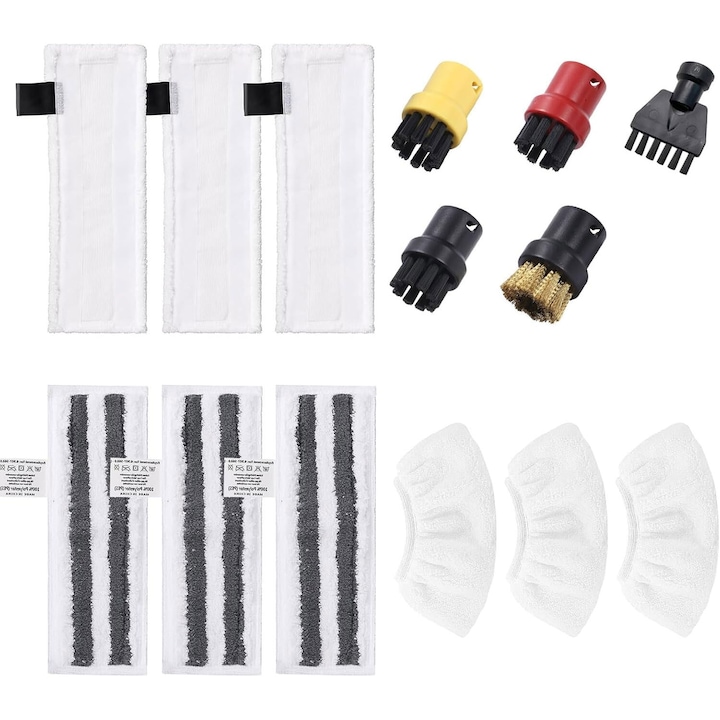 Set 14 huse mop cu aburi, pentru Karcher SC1, SC2, SC3, SC4, SC5, Curatare eficienta a murdariei din diverse crapaturi si colturi inaccesibile, Multicolor