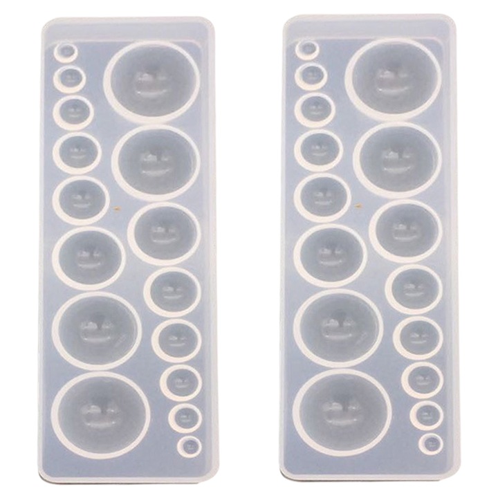 Set 2 forme din silicon rotunde transparente pentru bijuterii, cercei, proiecte de artizanat