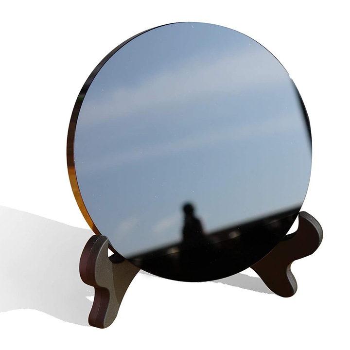 Természetes kristály obszidián tükör önálló lapos korong otthoni dekorációs dísztartó