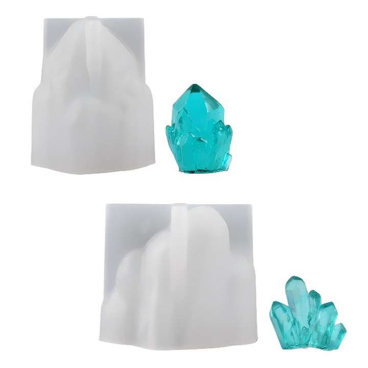 Set matrite din silicon pentru cristale, Enforose, dimensiuni mari si mici, 4.92x2.56x3.54in si 2.36x2.36x1.77in, pentru rasina