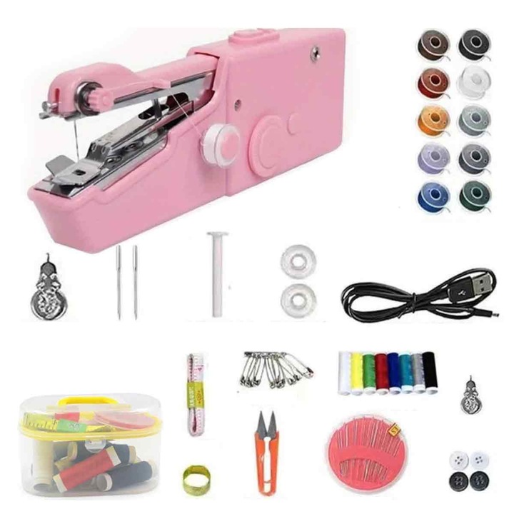 Masina de cusut electrica Zeaicos, portabila, set ajustabil, pentru incepatori, utilizare acasa si calatorii