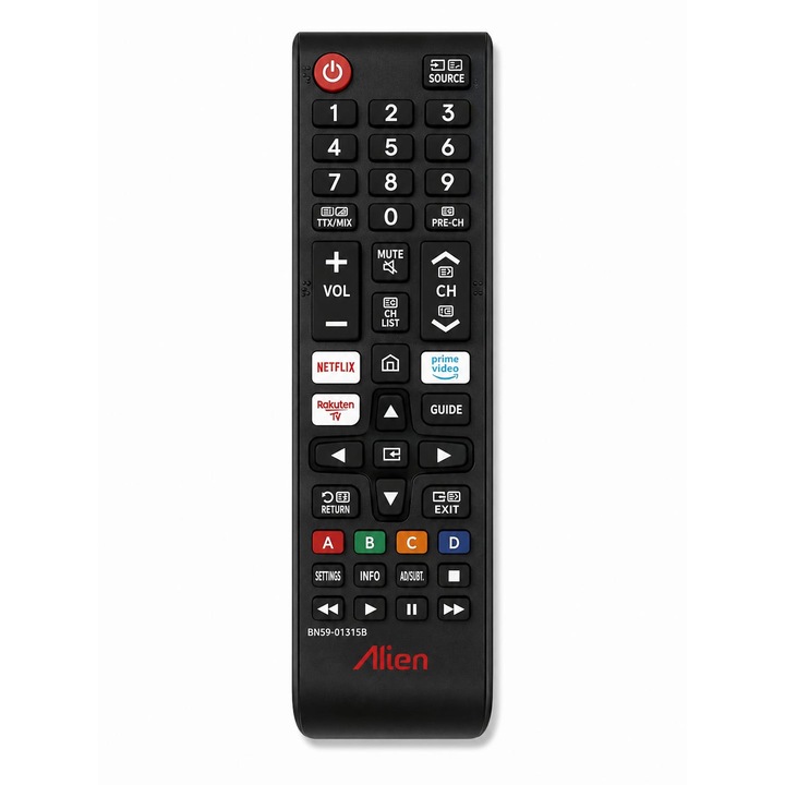Telecomanda pentru Smart TV Samsung BN59-01315B, Parasource®, Universal, seria RU / QLED / TU, Netflix, Prime video, Rakuten, Negru