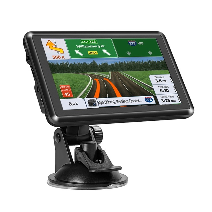 Dispozitiv GPS 5 inch, navigatie auto, suport 32G, negru, pentru masini si camioane