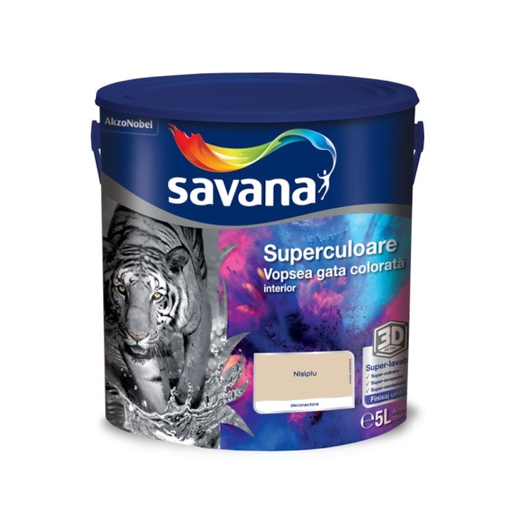 Vopsea gata colorata interior, Savana Superculoare, nisipiu - deconectare, 5 L