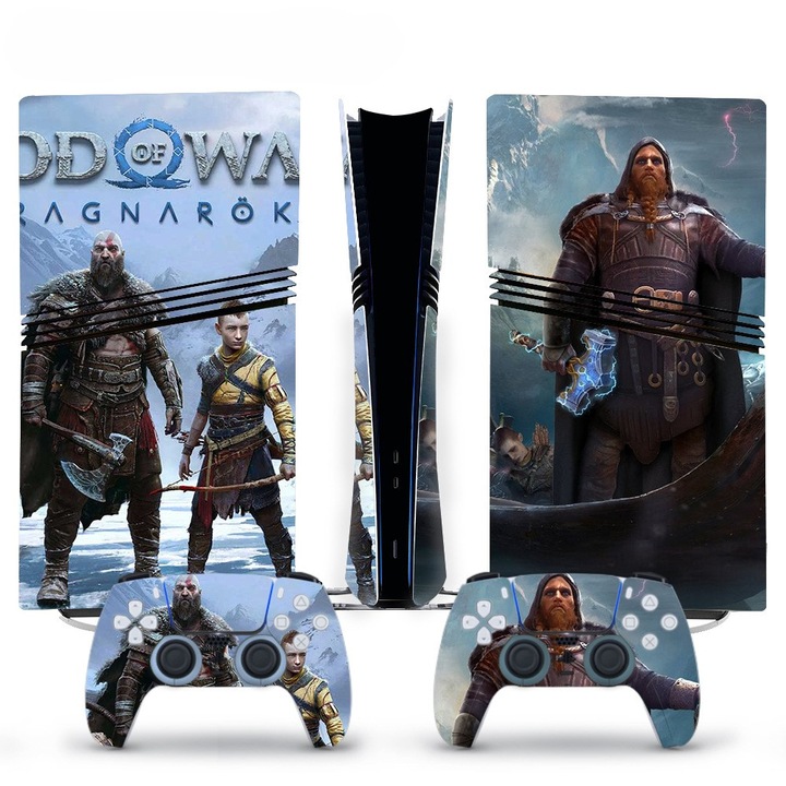 Matrica / Skin konzol és két kontroller PlayStation 5 Pro-hoz God of War Ragnarok