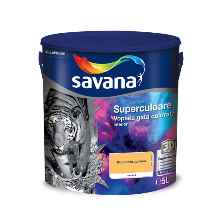 Vopsea gata colorata interior, Savana Superculoare, portocaliu luminos - aventura, 5 L