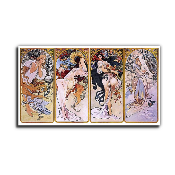 Alfons Mucha: Négy évszak, vászonkép, 130x75