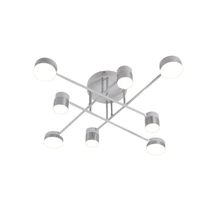 Lustra LED cu 3 tipuri de lumina si telecomanda, alba, asimetrica, 96W, intensitate reglabila, lumina rece/neutra/calda, 90x90x20cm, IP21, aplicata, montaj tavan, LED CONCEPT