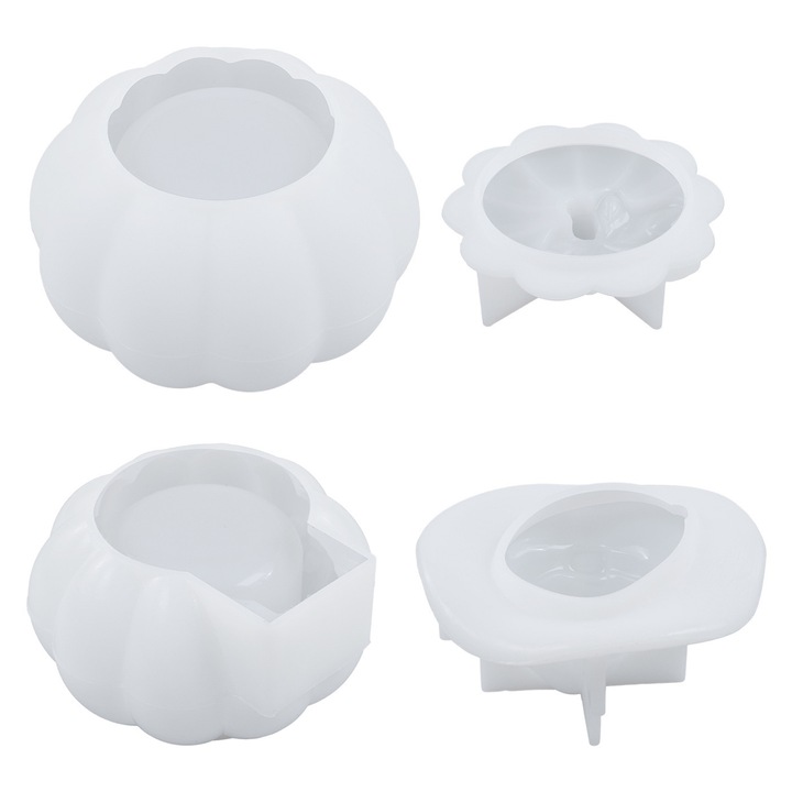 Set 2 matrite din silicon pentru borcan dovleac cu capac palarie vrajitoare, Enforose, material durabil, reutilizabil, 12 oz