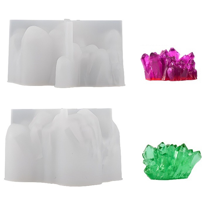 Set matrite din silicon pentru cristale, Enforose, dimensiuni mari si mici, 4.92x2.56x3.54in si 2.36x2.36x1.77in, pentru rasina