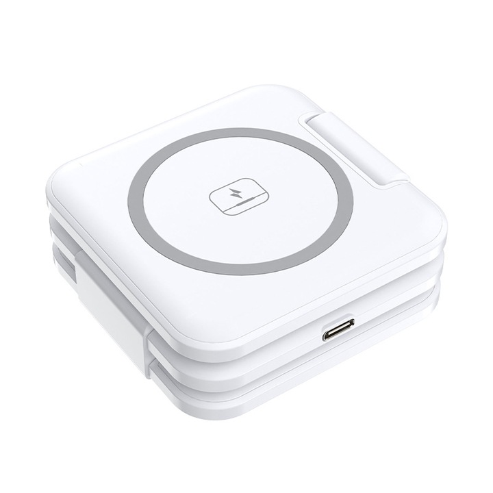 Incarcator Multifunctional LED USB+PD Type-C, Culoare Alba | Incarcare Rapida si Portabil | Perfect pentru Casa, Birou si Calatorii**