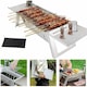 Gratar portabil pliabil, RorAem, cu Gratar de gradina portabil, otel inoxidabil, design compact, usor de curatat, Pliabi, 2 zone de gatit, cu geanta de transport, greutate 3 kg, pentru camping / gradina / curte / terasa, argintiu
