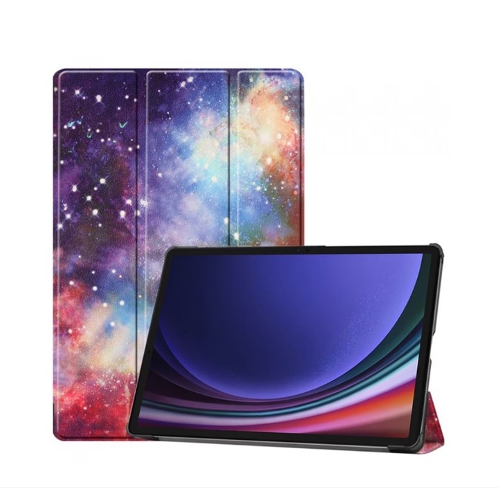 Калъф за таблет за Samsung Galaxy Tab S8 Ultra / Galaxy Tab S9 Ultra 14,6 инча със стойка с няколко кукички и Sleep/Wake, Galaxy Black