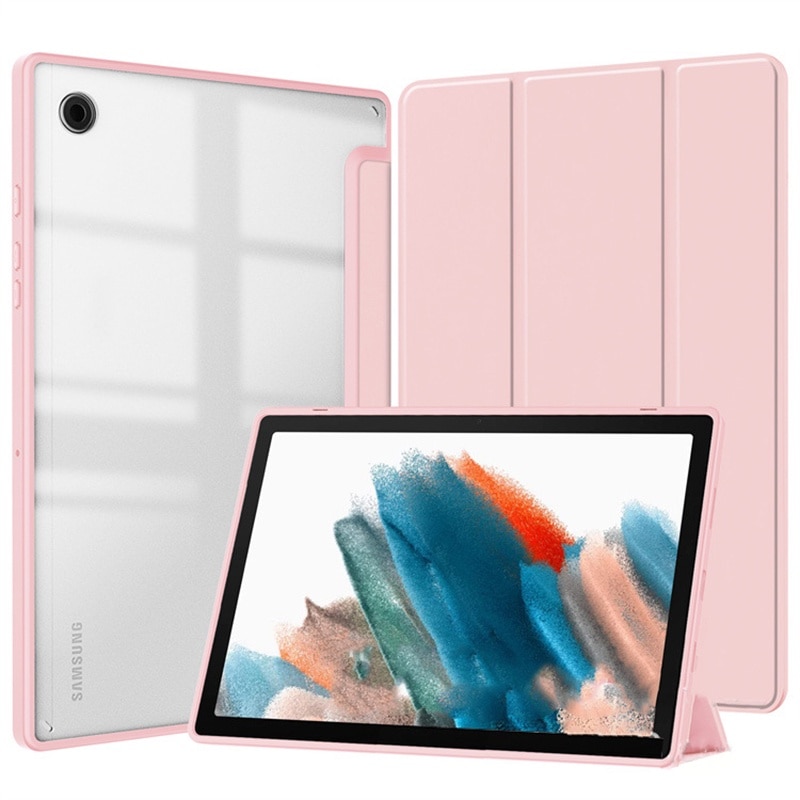 Husa de protectie pentru tableta Samsung Galaxy Tab S9/S9FE cu carcasa inteligenta Tri-Fold PU Drop Protection Wake-Up Function, 10, 9 inch 2023, acrilic, roz