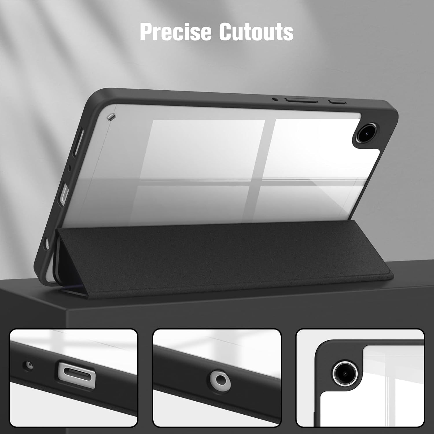 Husa de protectie pentru tableta Samsung Galaxy Tab S9/S9FE cu carcasa inteligenta Tri-Fold PU Drop Protection Wake-Up Function, 10, 9 inch 2023, acrilic, roz