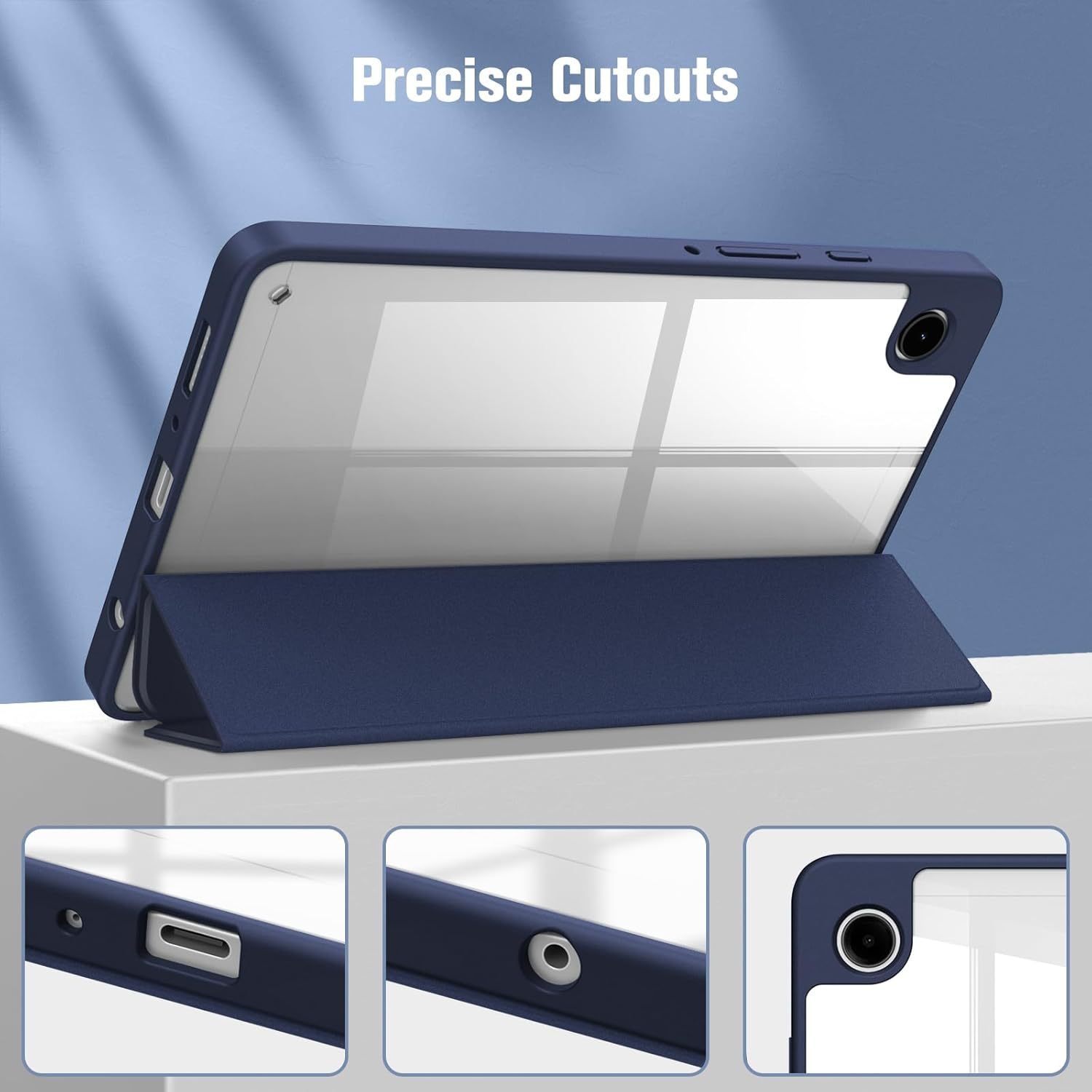 Husa de protectie pentru tableta Samsung Galaxy Tab S9/S9FE cu carcasa inteligenta Tri-Fold PU Drop Protection Wake-Up Function, 10, 9 inch 2023, acrilic, albastru