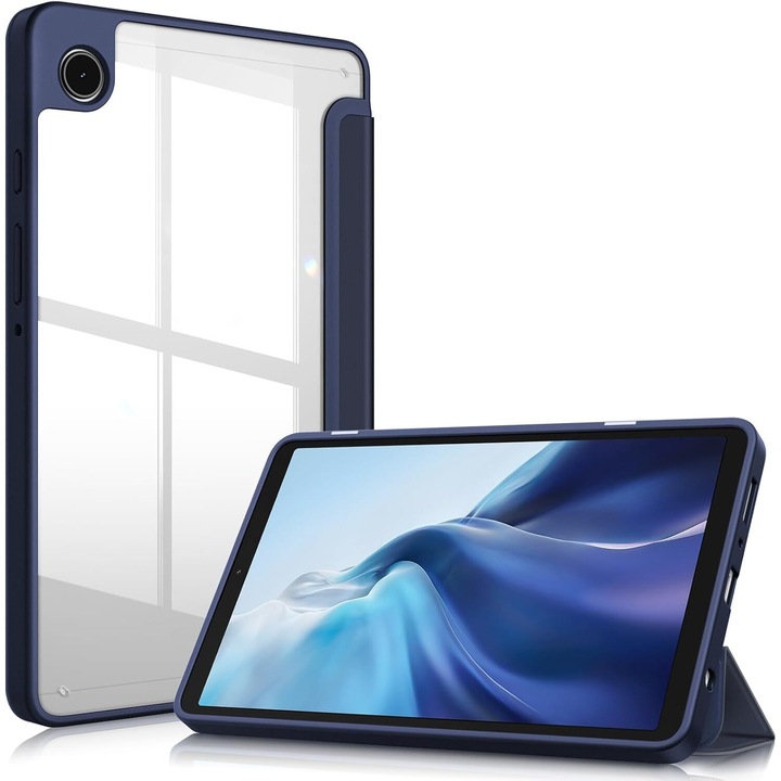 Husa de protectie pentru tableta Samsung Galaxy Tab S9/S9FE cu carcasa inteligenta Tri-Fold PU Drop Protection Wake-Up Function, 10, 9 inch 2023, acrilic, albastru