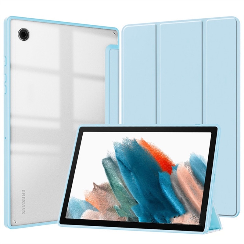 Husa de protectie pentru tableta Samsung Galaxy Tab S9/S9FE cu carcasa inteligenta Tri-Fold PU Drop Protection Wake-Up Function, 10, 9 inch 2023, acrilic, albastru ciel