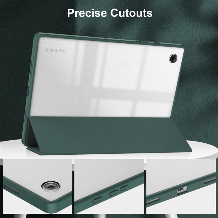 Husa pentru tableta pentru Samsung Galaxy Tab Galaxy Tab S9 Plus / S9 FE Plus Tab S10 Plus 12.4 inch Ultra Slim Stand Smart Cover, Hard PC Transparent Back Shell, Auto Wake/Sleep, Verde inchis