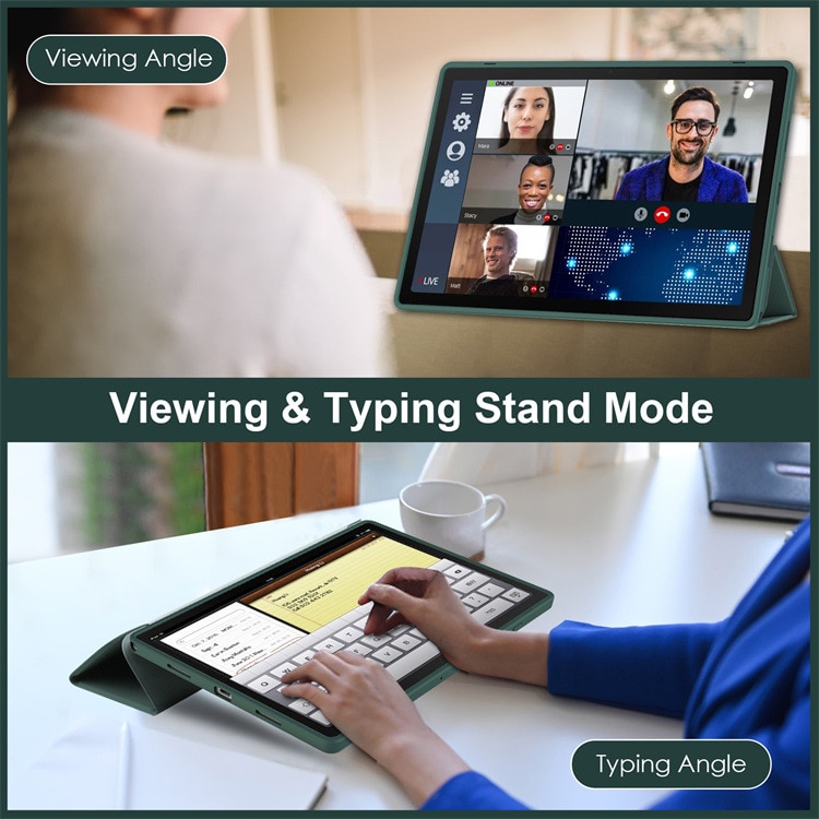 Husa pentru tableta pentru Samsung Galaxy Tab Galaxy Tab S9 Plus / S9 FE Plus Tab S10 Plus 12.4 inch Ultra Slim Stand Smart Cover, Hard PC Transparent Back Shell, Auto Wake/Sleep, Verde inchis