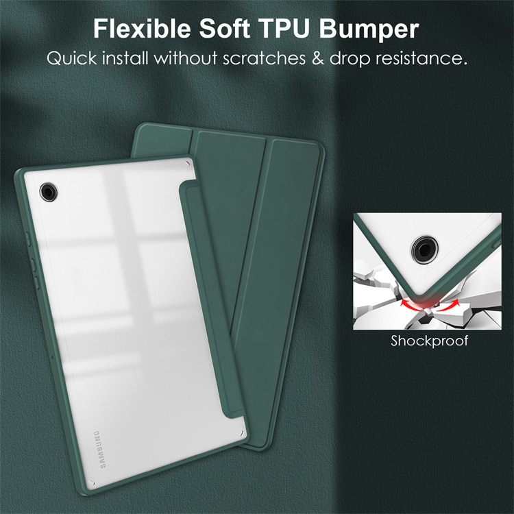 Husa pentru tableta pentru Samsung Galaxy Tab Galaxy Tab S9 Plus / S9 FE Plus Tab S10 Plus 12.4 inch Ultra Slim Stand Smart Cover, Hard PC Transparent Back Shell, Auto Wake/Sleep, Verde inchis