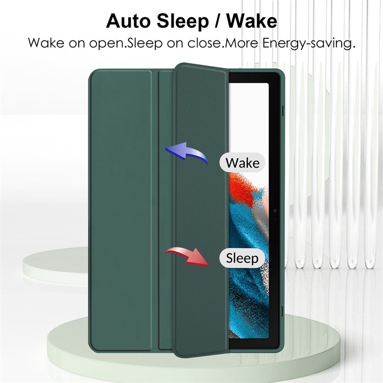 Husa pentru tableta pentru Samsung Galaxy Tab Galaxy Tab S9 Plus / S9 FE Plus Tab S10 Plus 12.4 inch Ultra Slim Stand Smart Cover, Hard PC Transparent Back Shell, Auto Wake/Sleep, Verde inchis