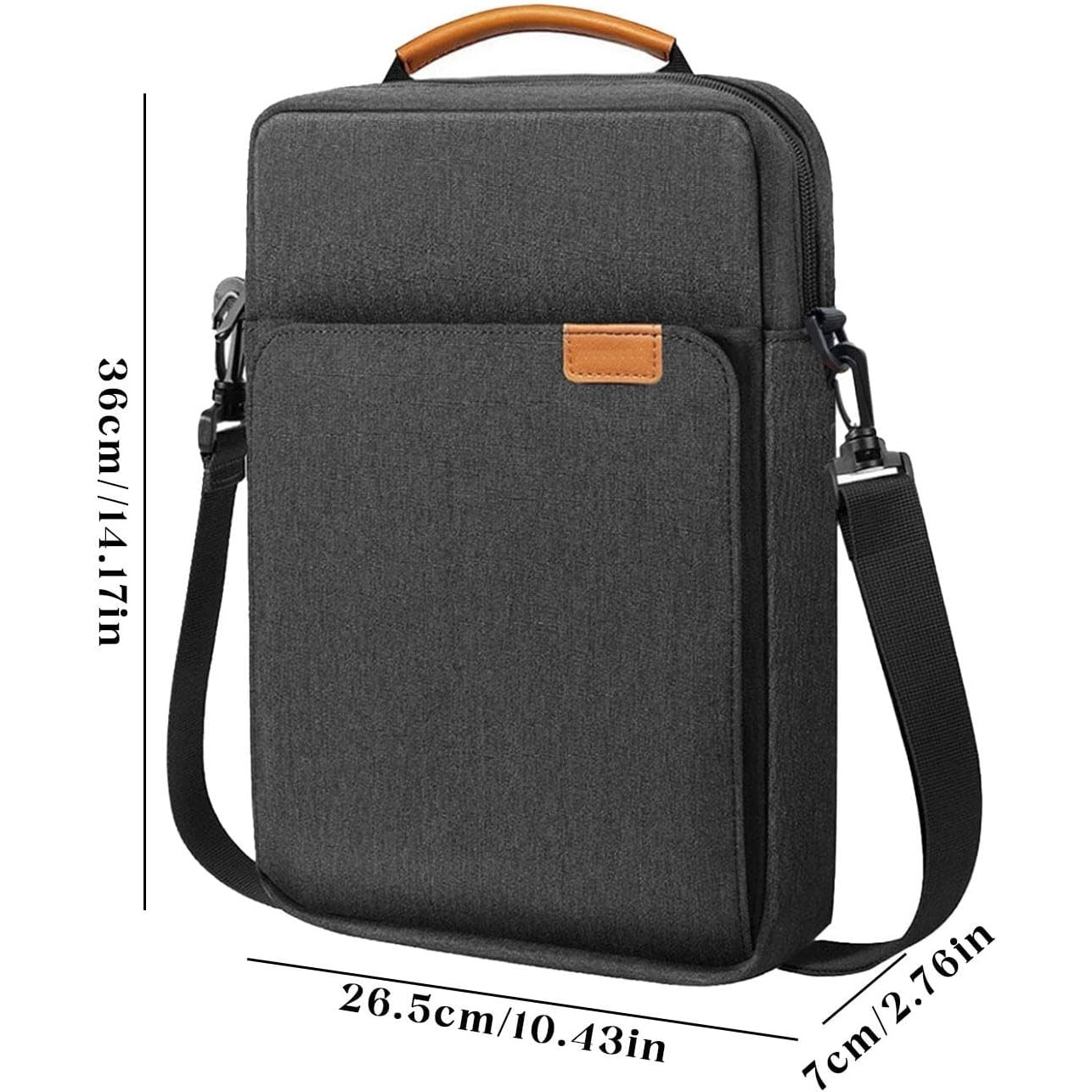 Husa laptop, Compatibil cu MacBook Pro M3/M2 14", 13.3-14 inch, cu curea de umar, compartimente pentru accesorii, 36x26x5cm, Gri