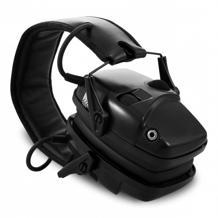 Casti tactice antifon activ, protectie auz, antifonate electronic, doua microfoane, Reducerea zgomotului, protectia auzului, sensibilitate reglabila, conectare audio prin jack, pentru poligon, vanatoare, Negru