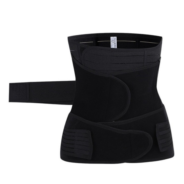 Centura Abdominala Postnatala, M, respirabila si confortabila, contur corporal, centura pentru burta/ burta/pelvis, 3 in 1, recuperare de sustinere, reglabila, negru