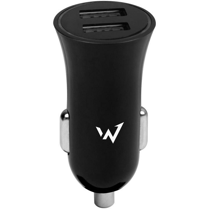 Incarcator auto Wonder, 2xUSB-A, Negru