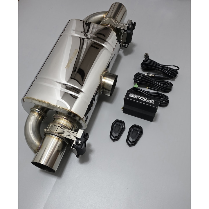 T-Style Sportdob Elektromos Kipufogó Szeleppel, Rozsdamentes Acél, 76 MM