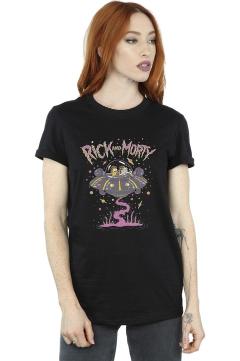 Tricou Rick And Morty Femei, Negru, Negru
