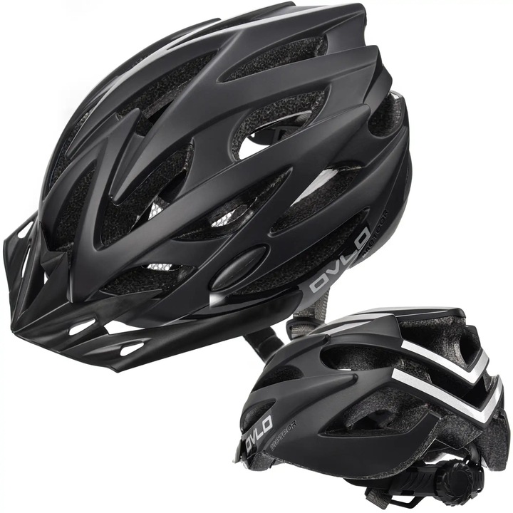 Casca De Bicicleta, Meteor, Marime 58-61 cm, Negru, Ovlo, greutate 260 g, Material Eps, Sistem De Ajustare, Confortabil, Sigur, Rezistent la Deteriorare, Flux de Aer, Orificii de Ventilatie