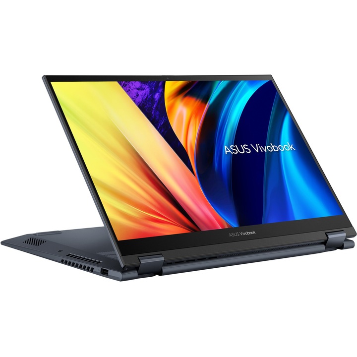 Лаптоп ASUS Vivobook S 14 Flip TN3402YA-LZ392 с AMD Ryzen 5 7430U (2.3/4.3GHz, 16M), 16 GB, 512GB M.2 NVMe SSD, AMD Radeon RX Vega 7, Free DOS, Тъмносин