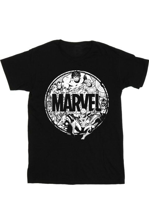 Marvel Comics férfi póló, fekete, Fekete