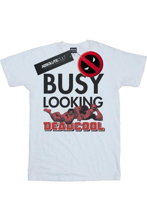 Marvel Busy Looking Deadcool Men póló, fehér, Fehér