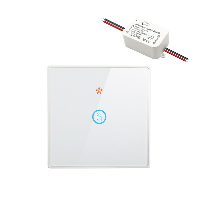 433MHz vezeték nélküli intelligens kapcsoló, Általános, üveglap, távirányító, 10A, 85-240V