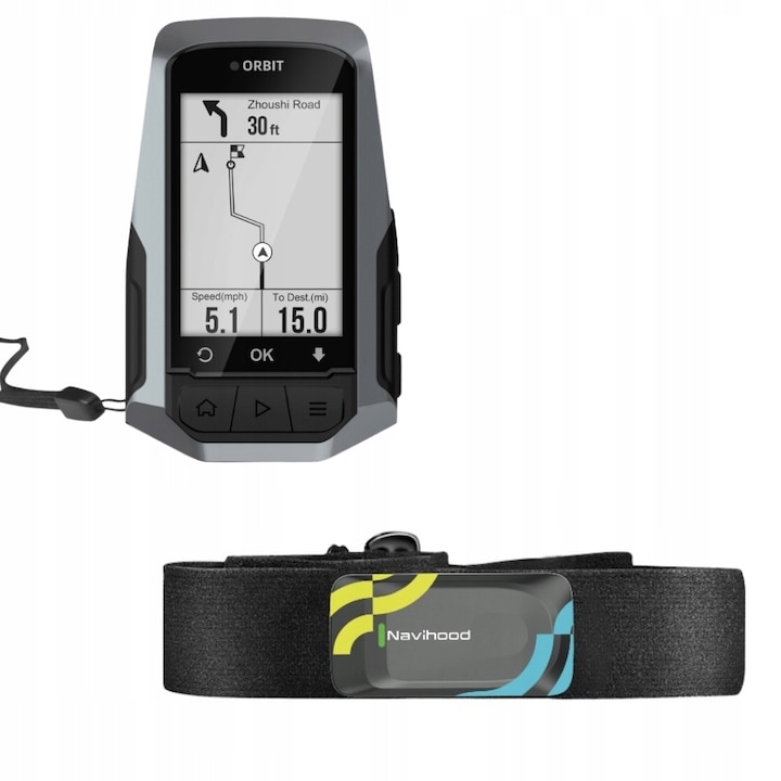 Ciclocomputer cu GPS Meilan Navihood L1 si pulsometru Navihood A3, 2,6 inch, set, waterproof