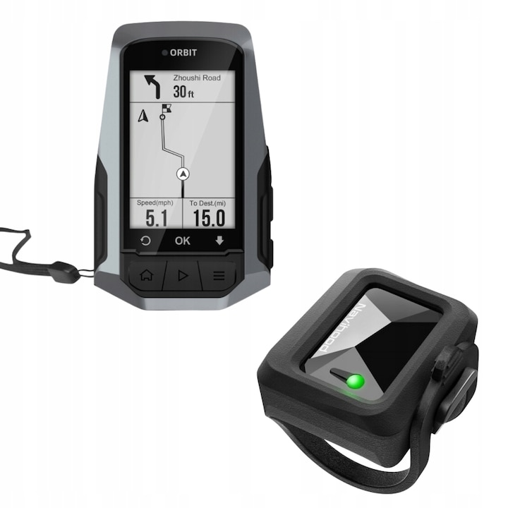 Ciclocomputer bicicleta, Orbit, GPS, senzor viteza, Bluetooth, negru