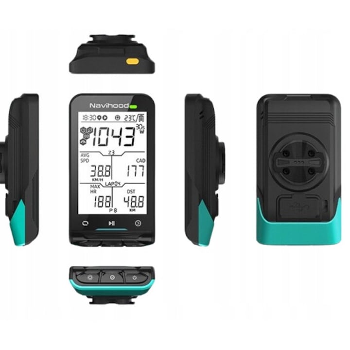 Ciclometru Navihood L3, GPS, Bluetooth, rezistent la apa IPX7, 80x45x15mm, set complet