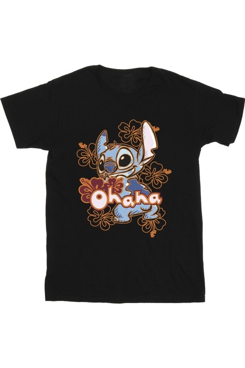 Disney Ohana férfi póló, fekete, Fekete