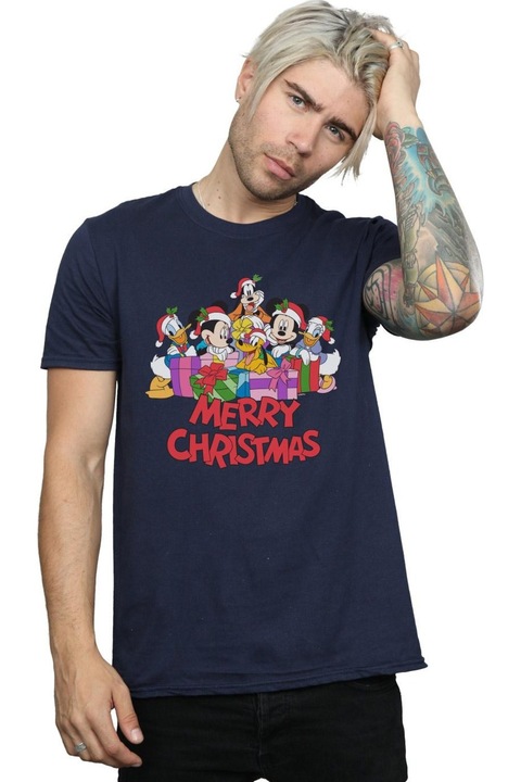 Disney Mickey Mouse and Friends férfi póló, fehér, Masaxzg, Tengerészkék