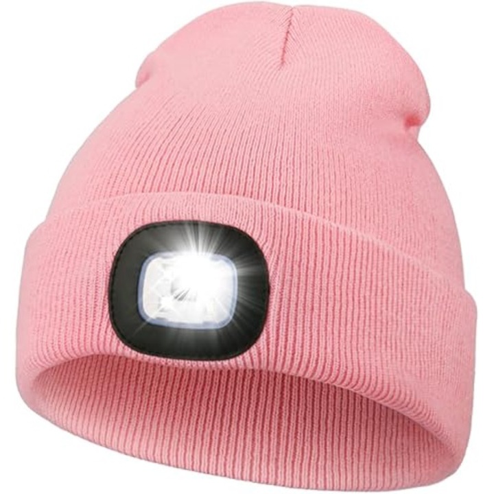 Uniszex LED sapka, bélelt, kocogáshoz, túrázáshoz, egy méret, rózsaszín