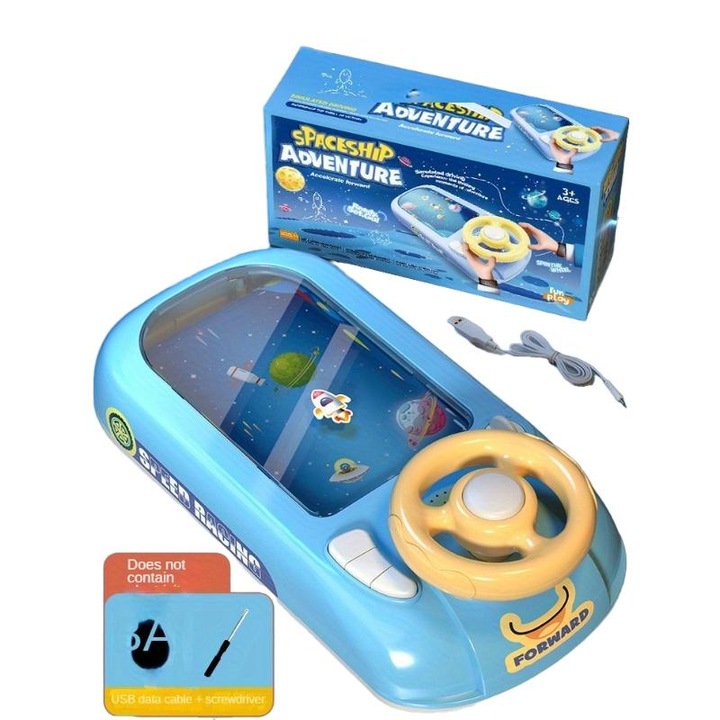 Интерактивна играчка за деца, състезателна кола, тема космически кораб, настолен волан, син