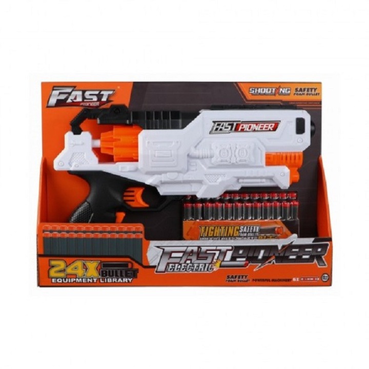 Elektromos játékpisztoly, Fast Pioneer, 24 golyó, gyors hengeren, 34x21cm