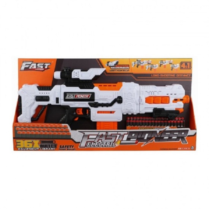 Arma de jucarie electrica cu gloante din spuma, 36 proiectile, Fast Pioneer