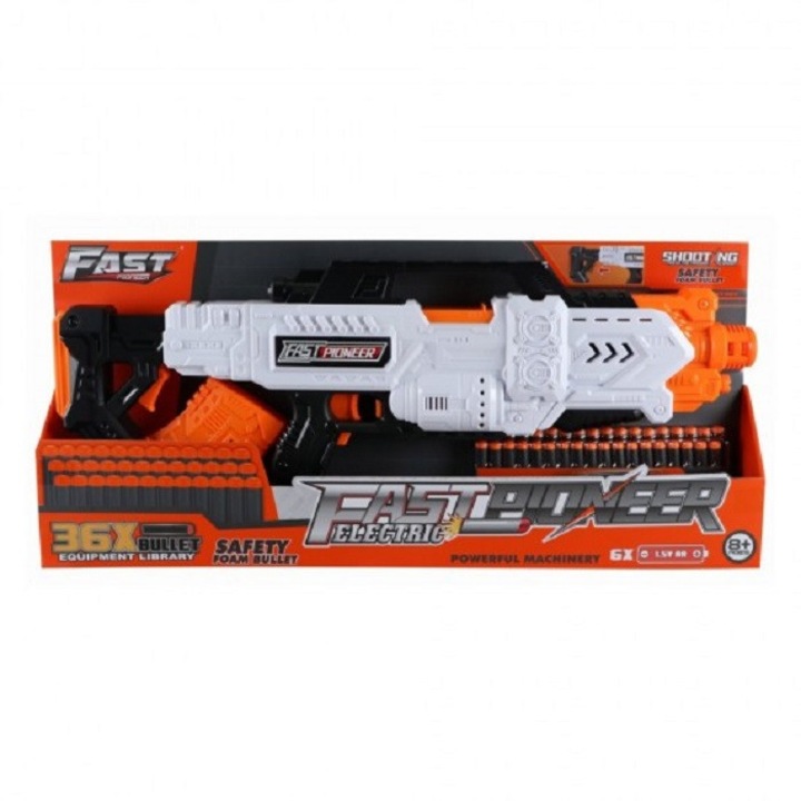 Blaster de jucarie electric cu gloante din spuma, 36 proiectile, Fast Pioneer